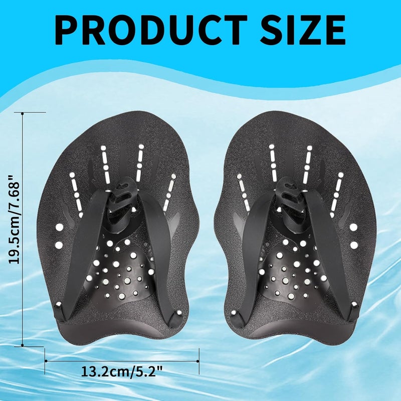 MCSDFN 2 Pcs Swim Hand Paddles, Swim Paddles with Adjustable Straps for Lap Swimming Training Hand Paddles for Novice and Professional Use - Image 2